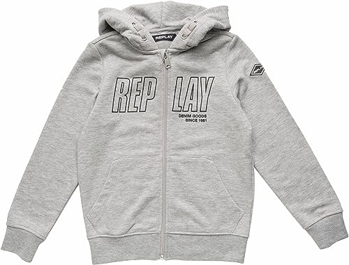 Replay Jungen Sweatjacke mit Reißverschluss, Grey Melange M02 (Grau), 10 Jahre von Replay