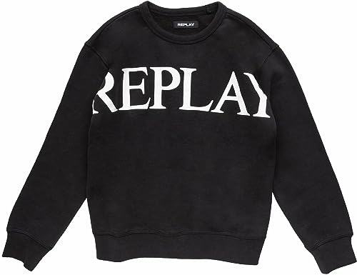 Replay Jungen Sweatshirt Logo Baumwolle, Schwarz (Black 098), 10 Jahre von Replay