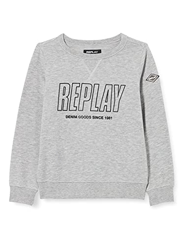 Replay Jungen Sweatshirt Logo aus Baumwollmix, Grey Melange M02 (Grau), 4 Jahre von Replay