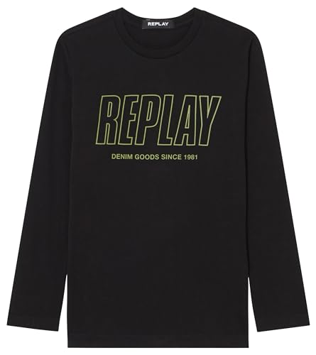 Replay Jungen Langarmshirt Regular Fit, Black 098 (Schwarz), 10 Jahre von Replay