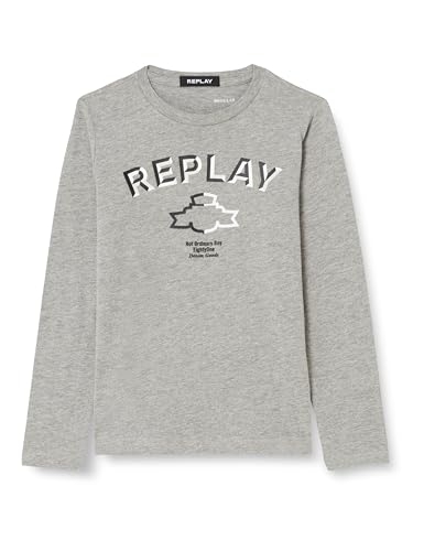 Replay Jungen Langarmshirt aus Baumwolle mit Logo, Grey Melange M02 (Grau), 12 Jahre von Replay