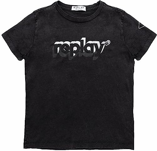 Replay Jungen T-Shirt Kurzarm Baumwolle Logo, Schwarz (Black 098), 10 Jahre von Replay