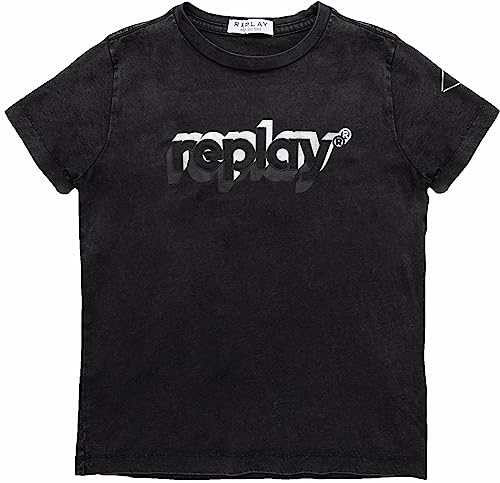 Replay Jungen T-Shirt Kurzarm aus Baumwolle Logo, Black 098 (Schwarz), 4 Jahre von Replay