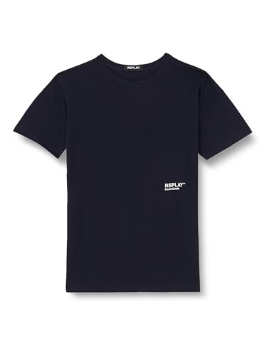 Replay Jungen T-Shirt Kurzarm Rundhalsausschnitt Basic, Deep Blue 882 (Blau), 12 Jahre von Replay