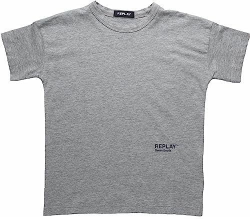 Replay Jungen T-Shirt Kurzarm Rundhalsausschnitt Basic, Grey Melange M02 (Grau), 10 Jahre von Replay