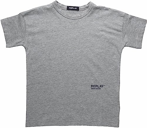 Replay Jungen T-Shirt Kurzarm Rundhalsausschnitt Basic, Grau (Grey Melange M02), 8 Jahre von Replay