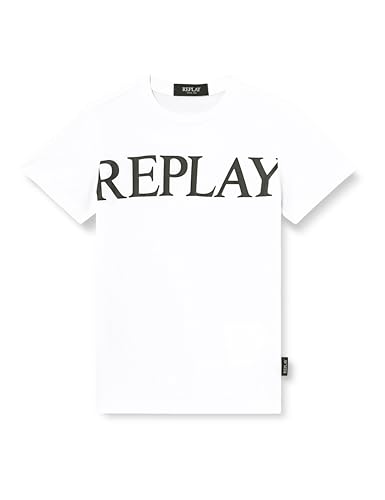 Replay Jungen T-Shirt Kurzarm mit Logo, White with Orange Print 010 (Weiß), 8 Jahre von Replay