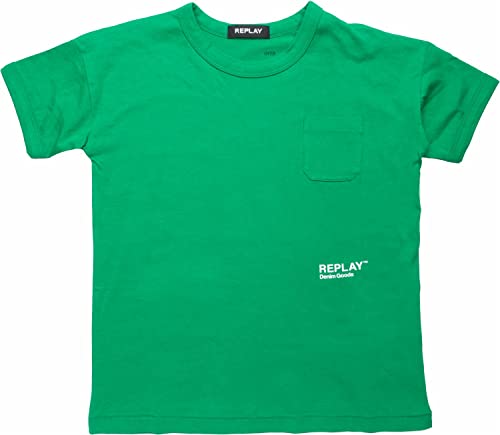 Replay Jungen T-Shirt Kurzarm mit Logo Print, Grün (Green. 733), 4 Jahre von Replay