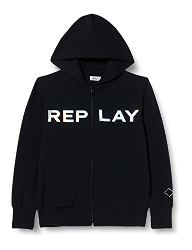 Replay Mädchen Sweatjacke mit Reißverschluss, Black 098 (Schwarz), 10 Jahre von Replay