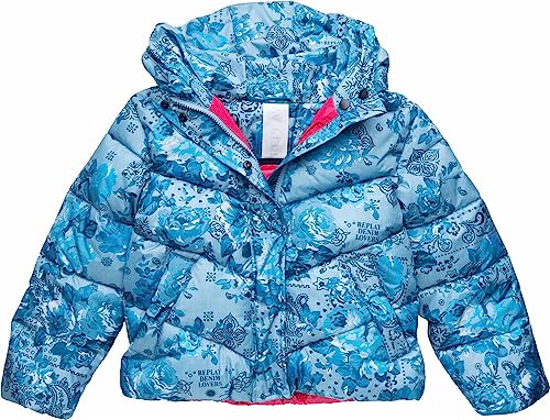 Replay Mädchen Jacke Winterjacke mit Kapuze, All Over Blue/ Sky Blue 010 (Blau), 4 Jahre von Replay