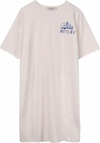 Replay Mädchen Kleid Kurzarm T-Shirt Kleid, Butter 562 (Beige), 10 Jahre von Replay