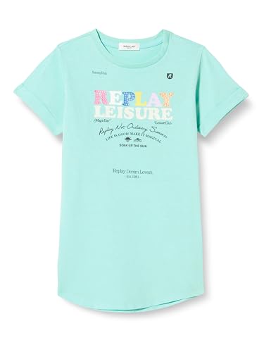 Replay Mädchen Kleid Kurzarm aus Jersey, Aquamarine 231 (Türkis), 6 Jahre von Replay