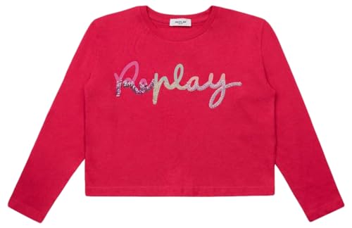 Replay Mädchen Langarmshirt aus Baumwolle mit Logo, Fuxia 897 (Rosa), 8 Jahre von Replay