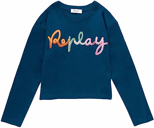 Replay Mädchen Langarmshirt aus Baumwolle mit Logo, Lyons Blue 976 (Blau), 16 Jahre von Replay