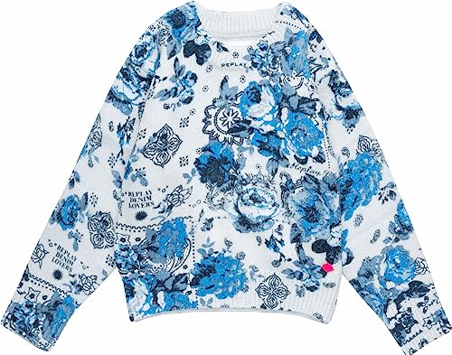 Replay Mädchen Pullover aus Wolle mit Print, Ground White Flower Blue 010 (Mehrfarbig), 10 Jahre von Replay