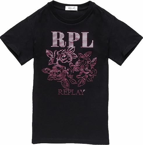 Replay Mädchen Sg7479 T-Shirt, 098 Black, 8 Jahre von Replay