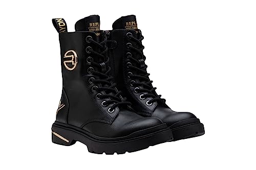 Replay Mädchen Stiefel Joplin 8 mit Reißverschluss, Schwarz (Black Gold 006), 31 von Replay