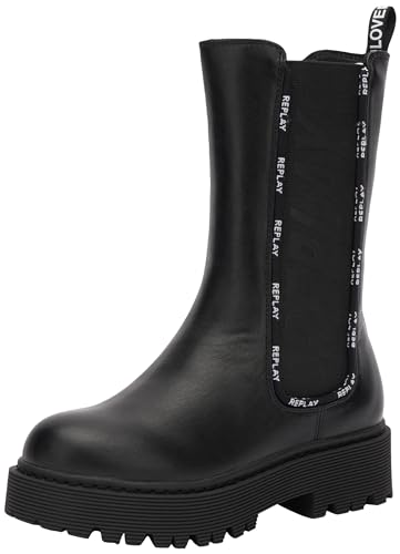 Replay Mädchen Stiefel Mizar Junior 9 mit Reißverschluss, Schwarz (Black 003), 31 von Replay