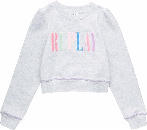 Replay Mädchen Sweatshirt mit Logo aus Baumwollmix, Grey Melange M06 (Grau), 6 Jahre von Replay