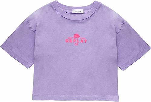 Replay Mädchen T-Shirt Kurzarm aus Baumwolle mit Logo, Lillac 517 (Violett), 14 Jahre von Replay