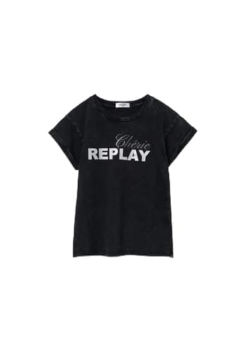 Replay Mädchen T-Shirt Kurzarm aus Baumwolle, Schwarz (Black 098), 14 Jahre von Replay