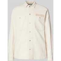 Replay Regular Fit Hemdjacke mit Label-Badge Modell 'Worker' in Offwhite, Größe XXL von Replay