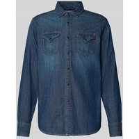 Replay Regular Fit Jeanshemd mit Brusttaschen und Label-Stitching in Jeansblau, Größe L von Replay