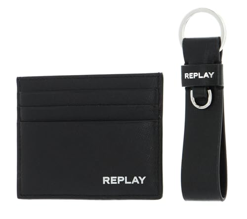 Replay Set Wallet + Keyring Black von Replay