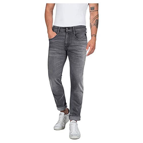 Replay Slim Fit Jeans Anbass 5-Pocket Denim dunkelgrau Größe W31 L34 von Replay
