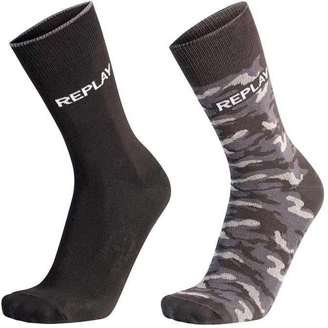 Replay Socken Leg Logo & Camouflage 2Pcs Banderole mit Logoschriftzug von Replay