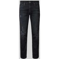 Replay Straight Fit Jeans im Destroyed-Look Modell 'GROVER' in Black, Größe 33/32 von Replay
