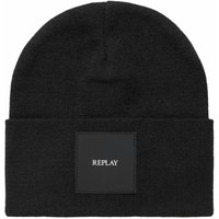 Replay Strickmütze aus einem Baumwollgemisch mit Aufnäher in 0 von Replay