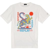 Replay Herren T-Shirt weiß Baumwolle von Replay