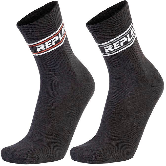 Replay Tennissocken SHORT TENNIS half terry Logo&Two Stripe 2Prs Banderole mit gerippten Bündchen von Replay