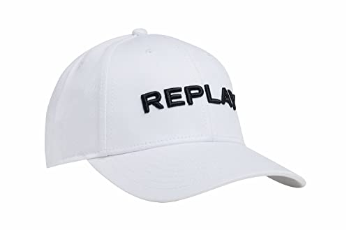 Replay Unisex Baseball Cap mit Logo, Weiß (Optical White 001), Onesize von Replay