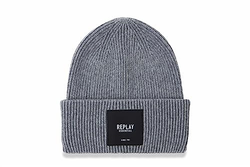 Replay Unisex Mütze Strickmütze aus Kaschmir, Grey Melange 016 (Grau), Onesize von Replay