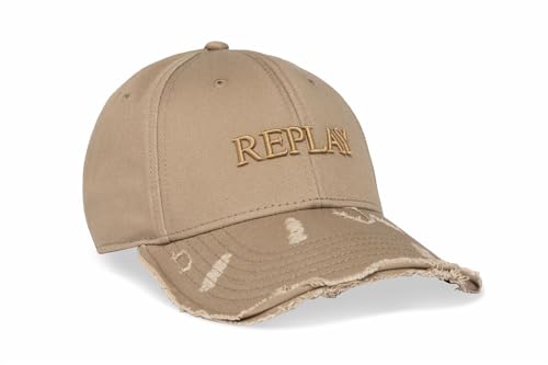 Replay Unisex Damen Herren Damen Herren Baseball Cap aus Baumwolle, Beige (Grey Sand 073), Onesize von Replay