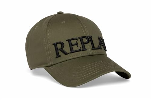 Replay Unisex Damen Herren Damen Herren Baseball Cap aus Baumwolle, Grün (Khaki Green 411), Onesize von Replay