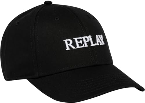 Replay Unisex Damen Herren Damen Herren Baseball Cap aus Baumwolle, Schwarz (Black 098), Onesize von Replay