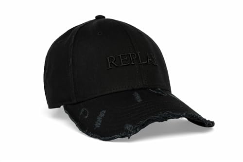 Replay Unisex Baseball Cap aus Baumwolle, Total Black 998 (Schwarz), Onesize von Replay