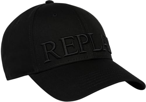 Replay Unisex Damen Herren Damen Herren Baseball Cap aus Baumwolle, Schwarz (Total Black 998), Onesize von Replay