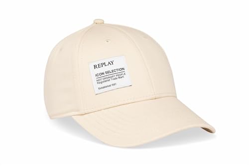 Replay Unisex Damen Herren Damen Herren Baseball Cap aus Baumwolle, Weiß (Dirty White 002), Onesize von Replay