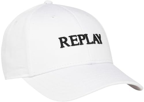 Replay Unisex Damen Herren Damen Herren Baseball Cap aus Baumwolle, Weiß (Optical White 001), Onesize von Replay