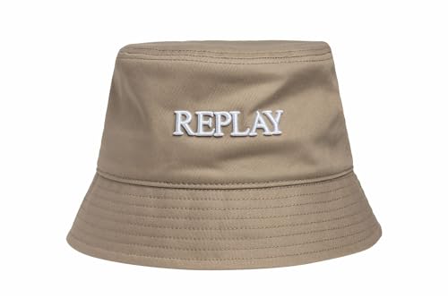 Replay Unisex Bucket Hut aus Baumwolle, Grey Sand 073 (Beige), S/M von Replay