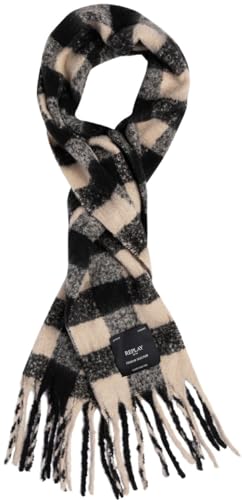 Replay Unisex Schal mit Fransen, Mehrfarbig (Black + Dirty White X003), Onesize von Replay