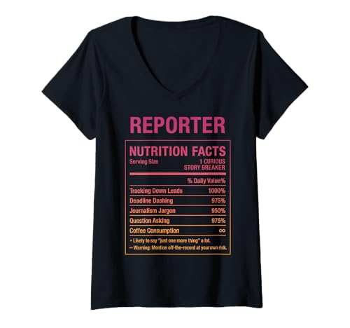 Damen Reporterin T-Shirt mit V-Ausschnitt von Reporter Gifts & Tees