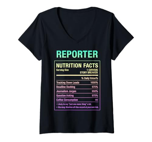 Damen Reporterin T-Shirt mit V-Ausschnitt von Reporter Gifts & Tees