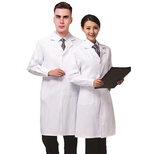 Reppkyh Unisex Laboratory Coat, Cotton, for Women and Men, White Doctor's Coat with Buttons, 3 Pockets, Long Sleeve Laboratory Coat, Chemistry Gown, Workwear, Doctor's Coat … von Reppkyh
