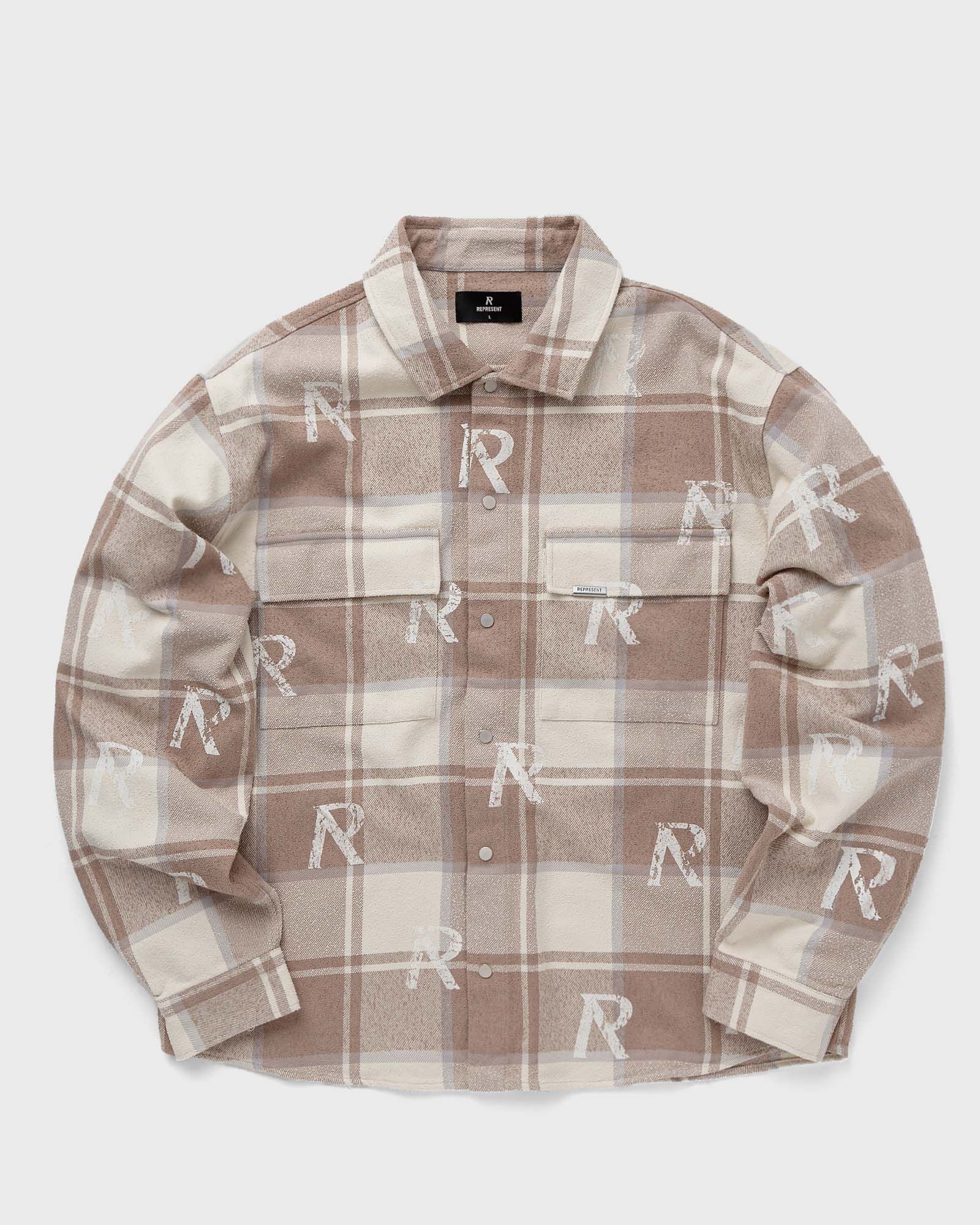 Represent ALL OVER INITIAL FLANNEL SHIRT men Overshirts beige in Größe:L von Represent