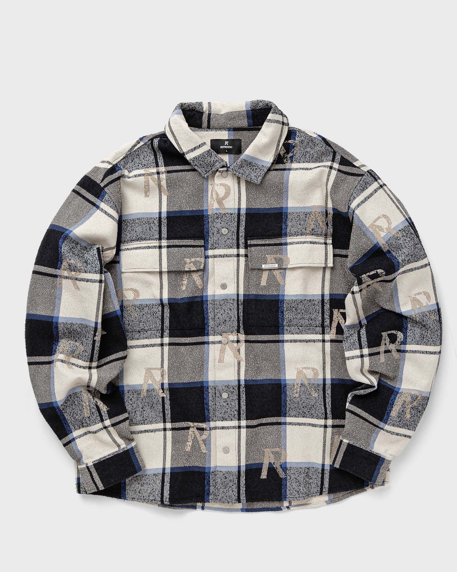 Represent ALL OVER INITIAL FLANNEL SHIRT men Overshirts blue|beige in Größe:L von Represent